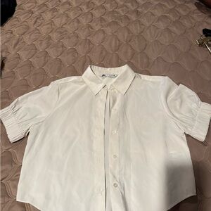 Zara Cream Button-Up Shirt
